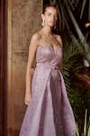 Rachit Khanna_Purple Organza, Heavy Satin Sweetheart Neck Embroidered Bandeau Gown _Online_at_Aza_Fashions