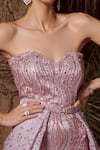 Buy_Rachit Khanna_Purple Organza, Heavy Satin Sweetheart Neck Embroidered Bandeau Gown _Online_at_Aza_Fashions