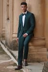 Buy_Rachit Khanna_Green Suiting Notched Lapel Tuxedo And Pant Set  _at_Aza_Fashions