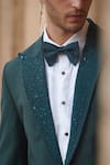 Buy_Rachit Khanna_Green Suiting Notched Lapel Tuxedo And Pant Set  _Online_at_Aza_Fashions