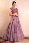Buy_Shikha and Srishti Design_Purple Net Embroidery Round Lehenga Set _at_Aza_Fashions