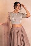 Shikha and Srishti Design_Brown Modal Silk Embroidery Round Layered Lehenga Set _Online_at_Aza_Fashions