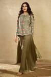Buy Shikha And Srishti Design Green Organza Round Embroidered Jacket And Flared Pant Set at Aza Fashions Buy_Shikha And Srishti Design_Green Organza Round Embroidered Jacket And Flared Pant Set _at_Aza_Fashions