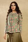 Shikha And Srishti Design Green Organza Round Embroidered Jacket And Flared Pant Set Online at Aza Fashions Shikha And Srishti Design_Green Organza Round Embroidered Jacket And Flared Pant Set _Online_at_Aza_Fashions