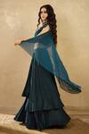 Shop Shikha And Srishti Design Blue Organza, Georgette, Modal Silk Asymmetric Layered Lehenga Set at Aza Fashions Shop_Shikha And Srishti Design_Blue Organza, Georgette, Modal Silk Asymmetric Layered Lehenga Set _at_Aza_Fashions