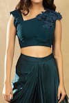 Shikha And Srishti Design_Blue Organza, Georgette, Satin Asymmetric Draped Skirt Set _Online_at_Aza_Fashions