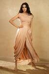 Buy_Shikha And Srishti Design_Pink Organza, Georgette, Satin Asymmetric Draped Skirt Set _at_Aza_Fashions
