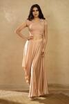 Shop_Shikha And Srishti Design_Pink Organza, Georgette, Satin Asymmetric Draped Skirt Set _at_Aza_Fashions