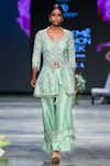 Buy_Shikha and Srishti Design_Green Organza Embroidered Jacket And Palazzo Set_at_Aza_Fashions