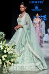 Shikha And Srishti Design Green Organza V Neck Embroidered Bridal Lehenga Set Online at Aza Fashions Shikha And Srishti Design_Green Organza V Neck Embroidered Bridal Lehenga Set _Online_at_Aza_Fashions
