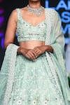 Buy Shikha And Srishti Design Green Organza V Neck Embroidered Bridal Lehenga Set Online at Aza Fashions Buy_Shikha And Srishti Design_Green Organza V Neck Embroidered Bridal Lehenga Set _Online_at_Aza_Fashions