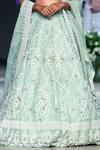 Shop Shikha And Srishti Design Green Organza V Neck Embroidered Bridal Lehenga Set Online at Aza Fashions Shop_Shikha And Srishti Design_Green Organza V Neck Embroidered Bridal Lehenga Set _Online_at_Aza_Fashions