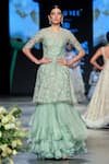 Buy_Shikha and Srishti Design_Green Organza Embroidery Round Kurta Lehenga Set _at_Aza_Fashions