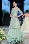 Shikha and Srishti Design_Green Organza Embroidery Round Kurta Lehenga Set _Online_at_Aza_Fashions