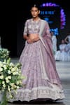 Buy_Shikha and Srishti Design_Purple Organza Embroidery Round Bridal Lehenga Set _at_Aza_Fashions