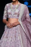 Buy_Shikha and Srishti Design_Purple Organza Embroidery Round Bridal Lehenga Set _Online_at_Aza_Fashions