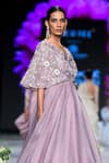 Buy_Shikha And Srishti Design_Purple Organza V Neck Embroidered Gown _Online_at_Aza_Fashions