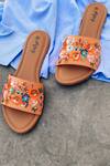 Buy_Daisie_Peach Sequin Embellished Sliders_at_Aza_Fashions