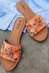 Daisie_Peach Sequin Embellished Sliders_Online_at_Aza_Fashions