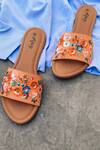 Shop_Daisie_Peach Sequin Embellished Sliders_Online_at_Aza_Fashions