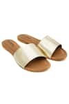 Buy_Daisie_Gold Metallic Strap Sliders _at_Aza_Fashions