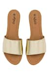 Shop_Daisie_Gold Metallic Strap Sliders _at_Aza_Fashions