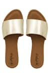 Daisie_Gold Metallic Strap Sliders _Online_at_Aza_Fashions