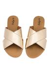 Daisie_Gold Cross Strap Sliders_Online_at_Aza_Fashions