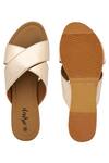 Buy_Daisie_Gold Cross Strap Sliders_Online_at_Aza_Fashions