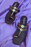 Shop_Daisie_Brown Embellished Kolhapuri Flats_at_Aza_Fashions