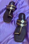 Daisie_Brown Embellished Kolhapuri Flats_Online_at_Aza_Fashions