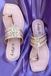 Shop_Daisie_Pink Embellished Kolhapuri Flats _Online_at_Aza_Fashions