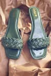 Shop_Daisie_Green Braided Flats _Online_at_Aza_Fashions