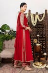 Nadima Saqib_Red Anarkali Chanderi Embroidery Round Set _Online_at_Aza_Fashions