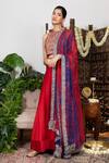 Buy_Nadima Saqib_Red Dupatta Georgette, Lehenga And Blouse Chanderi Round Set _at_Aza_Fashions
