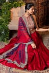 Buy_Nadima Saqib_Red Dupatta Georgette, Lehenga And Blouse Chanderi Round Set _Online_at_Aza_Fashions