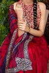 Nadima Saqib_Red Dupatta Georgette, Lehenga And Blouse Chanderi Round Set _at_Aza_Fashions