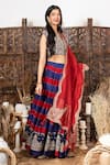 Buy_Nadima Saqib_Blue Lehenga And Blouse Chanderi Embroidery V Neck Tie & Dye Set _at_Aza_Fashions