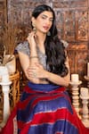 Nadima Saqib_Blue Lehenga And Blouse Chanderi Embroidery V Neck Tie & Dye Set _at_Aza_Fashions