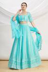 Buy_Khwaab by Sanjana Lakhani_Blue Butter Crepe Embroidered Lehenga Set_Online_at_Aza_Fashions