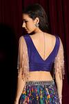 Aayushi Maniar_Purple Dupatta Organza, Lehenga And Blouse Crepe Silk V Neck Printed Set_at_Aza_Fashions