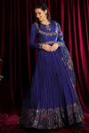 Buy_Aayushi Maniar_Purple Anarkali Crepe Silk, Dupatta Organza Round With Printed_Online_at_Aza_Fashions