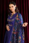 Shop_Aayushi Maniar_Purple Anarkali Crepe Silk, Dupatta Organza Round With Printed_Online_at_Aza_Fashions