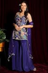 Buy_Aayushi Maniar_Purple Tunic Raw Silk Embroidery V Neck Floral Motif Set _at_Aza_Fashions