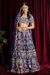 Buy_Aayushi Maniar_Purple Raw Silk Mirror Embroidered Lehenga Set_at_Aza_Fashions