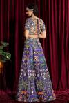 Shop_Aayushi Maniar_Purple Raw Silk Mirror Embroidered Lehenga Set_at_Aza_Fashions