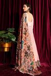 Shop_Aayushi Maniar_Peach Anarkali Crepe Silk Embroidery Scoop Neck With Printed Dupatta _at_Aza_Fashions