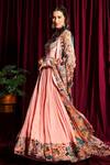 Buy_Aayushi Maniar_Peach Anarkali Crepe Silk Embroidery Scoop Neck With Printed Dupatta _Online_at_Aza_Fashions