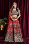 Buy Aayushi Maniar Red Dupatta Organza, Lehenga And Blouse Raw Silk Mirror Embroidered Bridal Set at Aza Fashions Buy_Aayushi Maniar_Red Dupatta Organza, Lehenga And Blouse Raw Silk Mirror Embroidered Bridal Set _at_Aza_Fashions