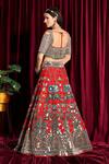 Shop Aayushi Maniar Red Dupatta Organza, Lehenga And Blouse Raw Silk Mirror Embroidered Bridal Set at Aza Fashions Shop_Aayushi Maniar_Red Dupatta Organza, Lehenga And Blouse Raw Silk Mirror Embroidered Bridal Set _at_Aza_Fashions